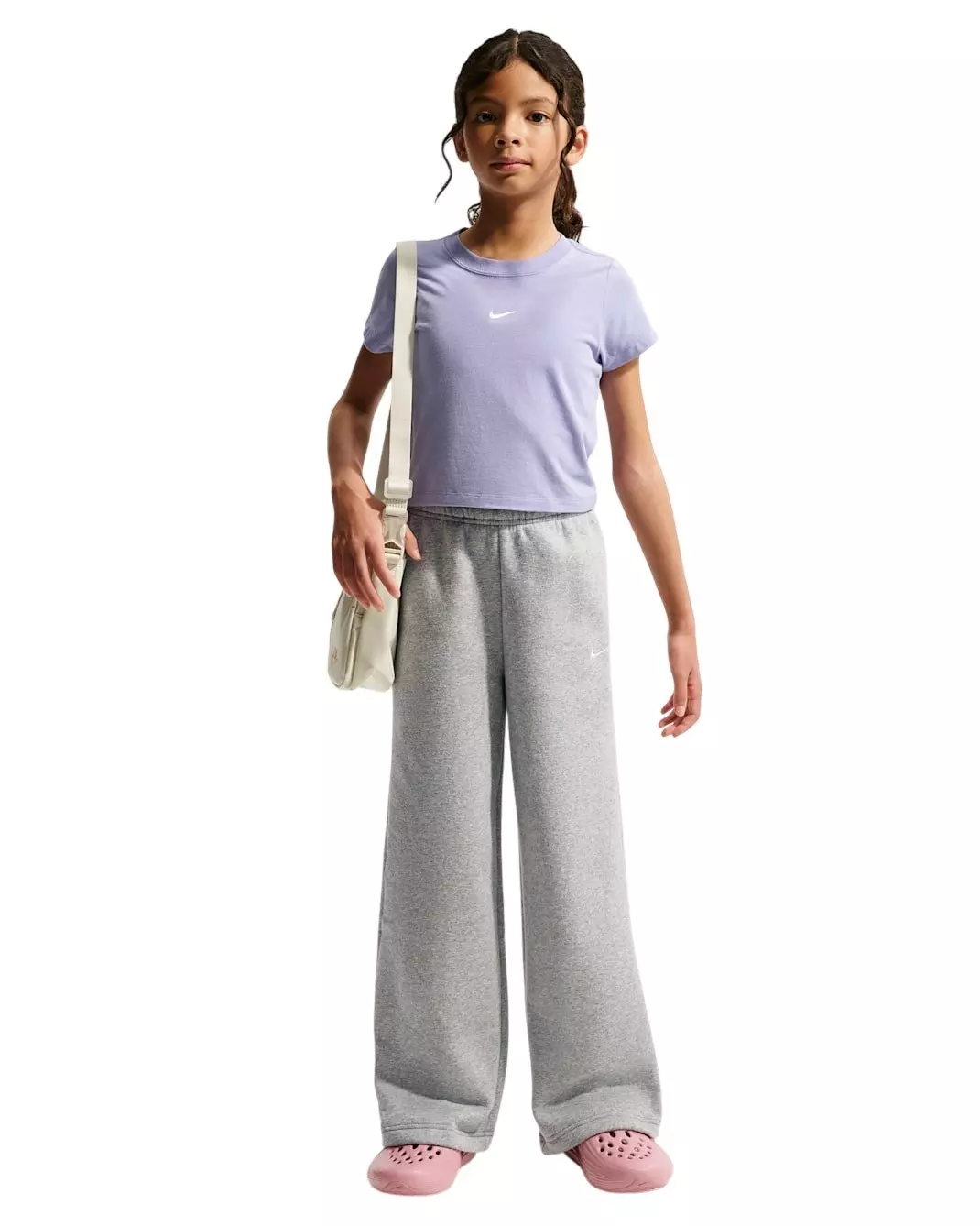 Nike Big Girls' Sportswear Studio Fleece Open-Hem Sweatpants - Grey - GREY