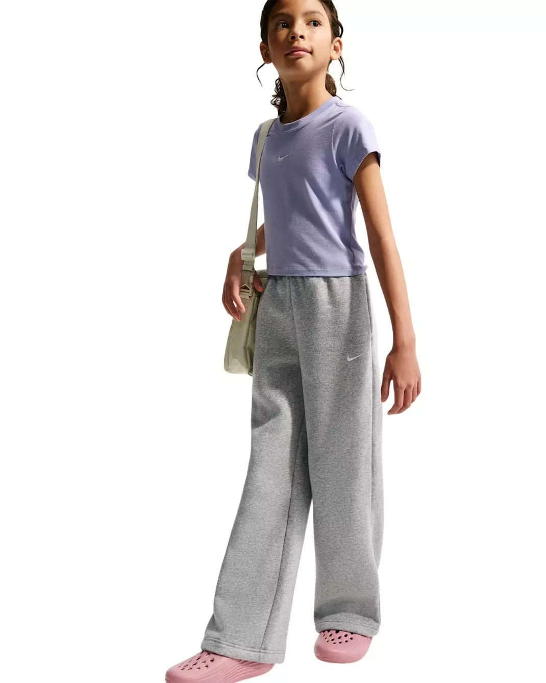 Nike Big Girls' Sportswear Studio Fleece Open-Hem Sweatpants - Grey - GREY
