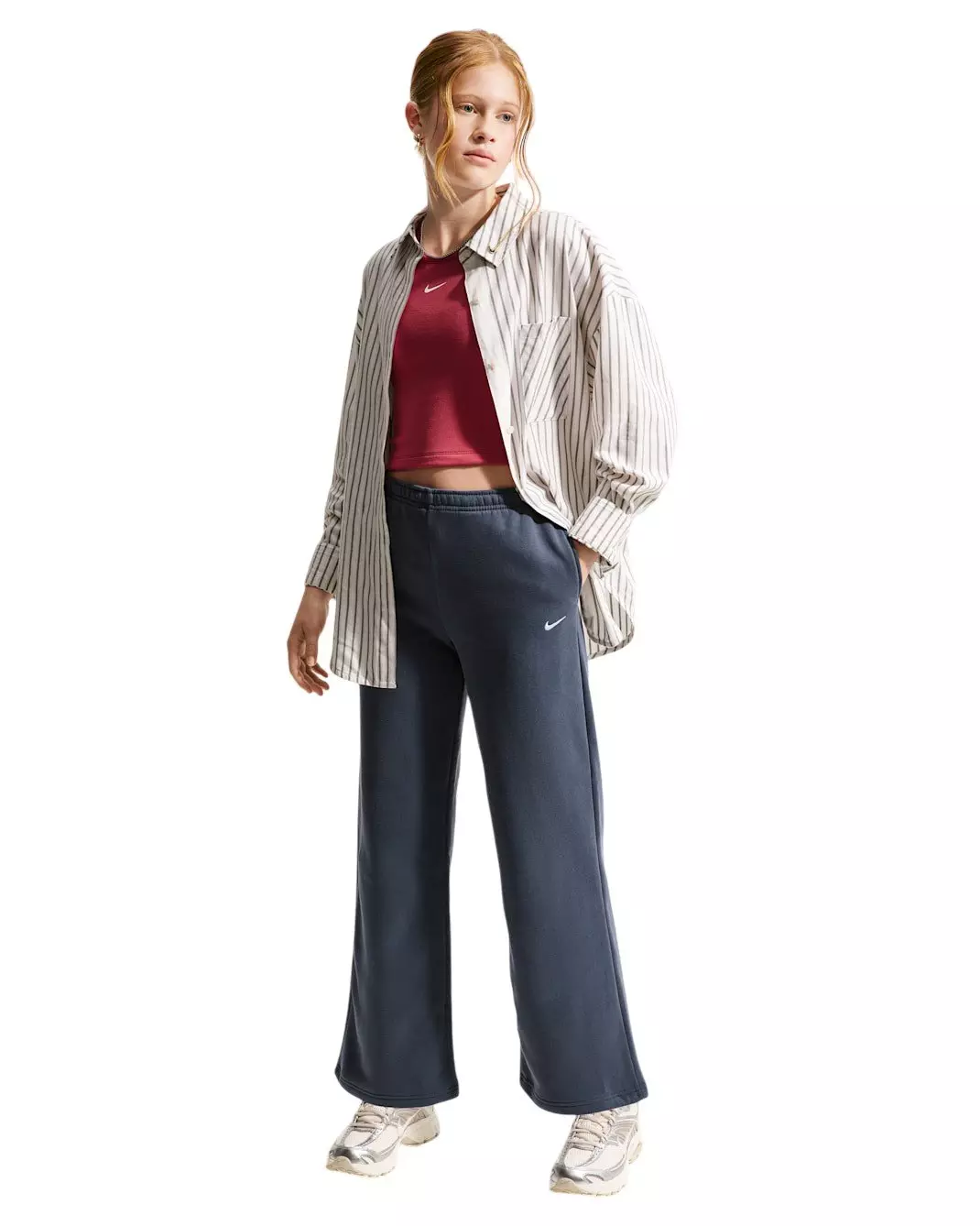 Nike Big Girls' Sportswear Studio Fleece Open-Hem Sweatpants - Thunder Blue - THUNDER BLUE