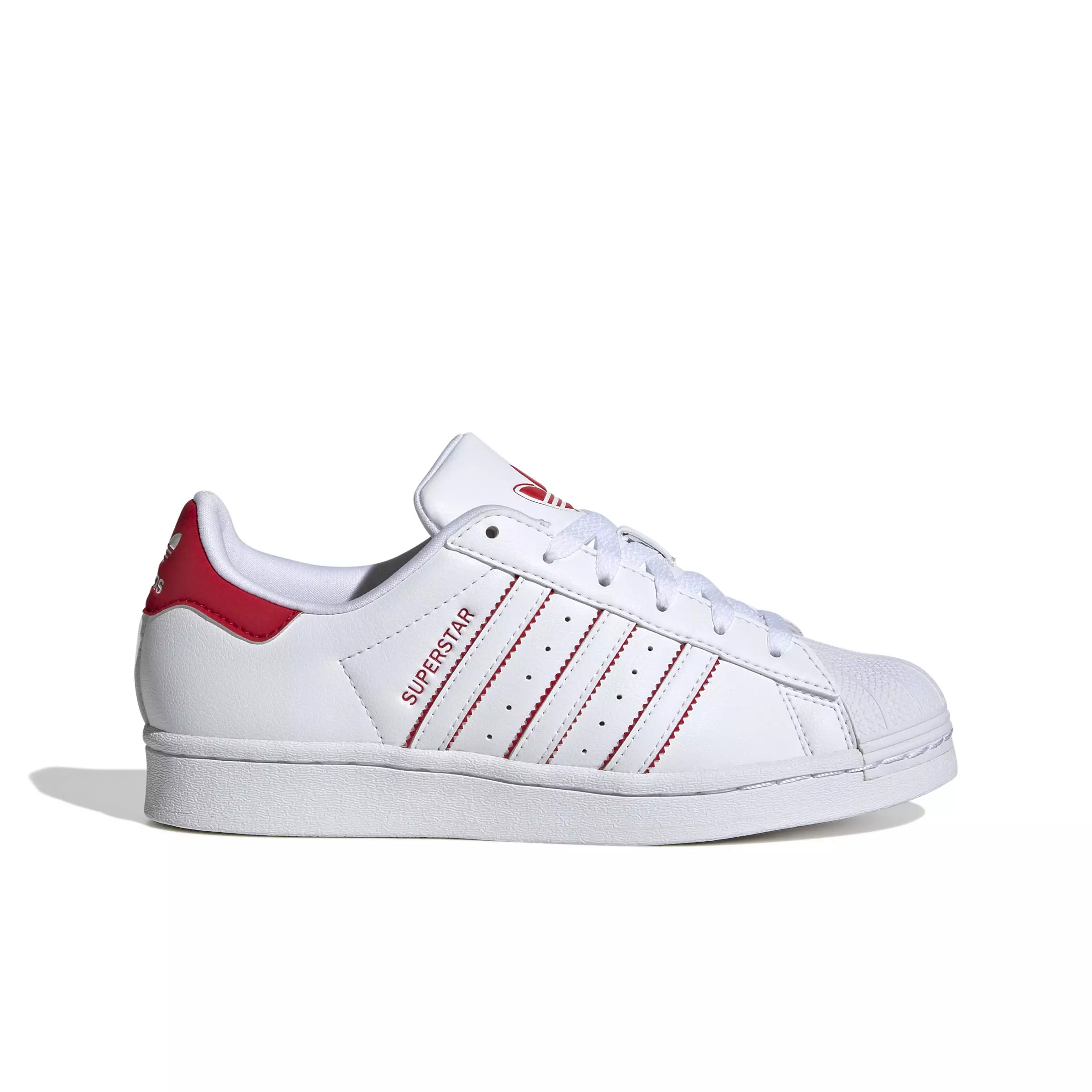 adidas Originals Superstar "Ftwr White/Better Scarlet/Ftwr White" Grade School Girls' Shoe - WHITE/SCARLET/WHITE