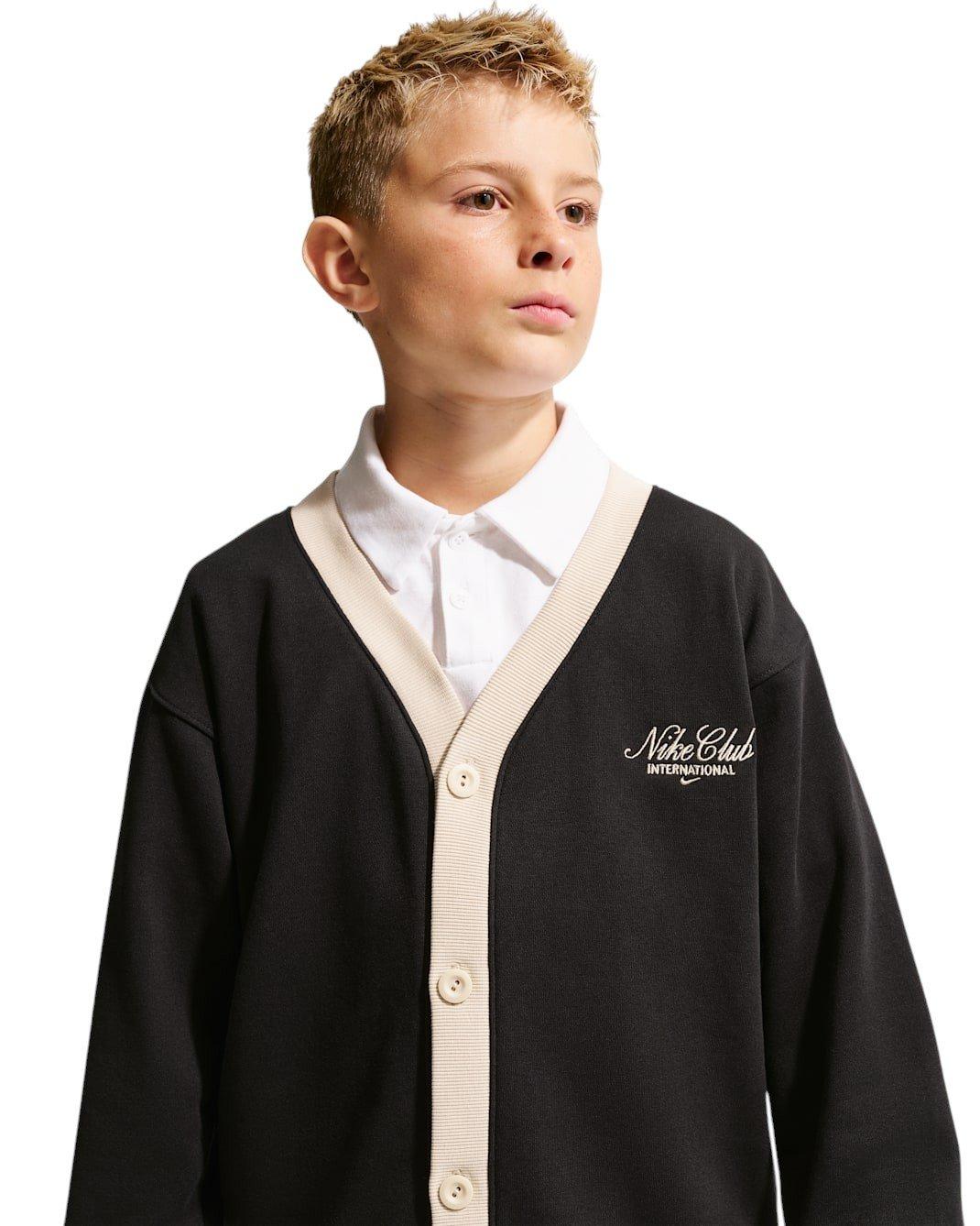 Nike Big Kids' Sportswear Club Cardigan - Black/Sanddrift - BLACK/SANDDRIFT