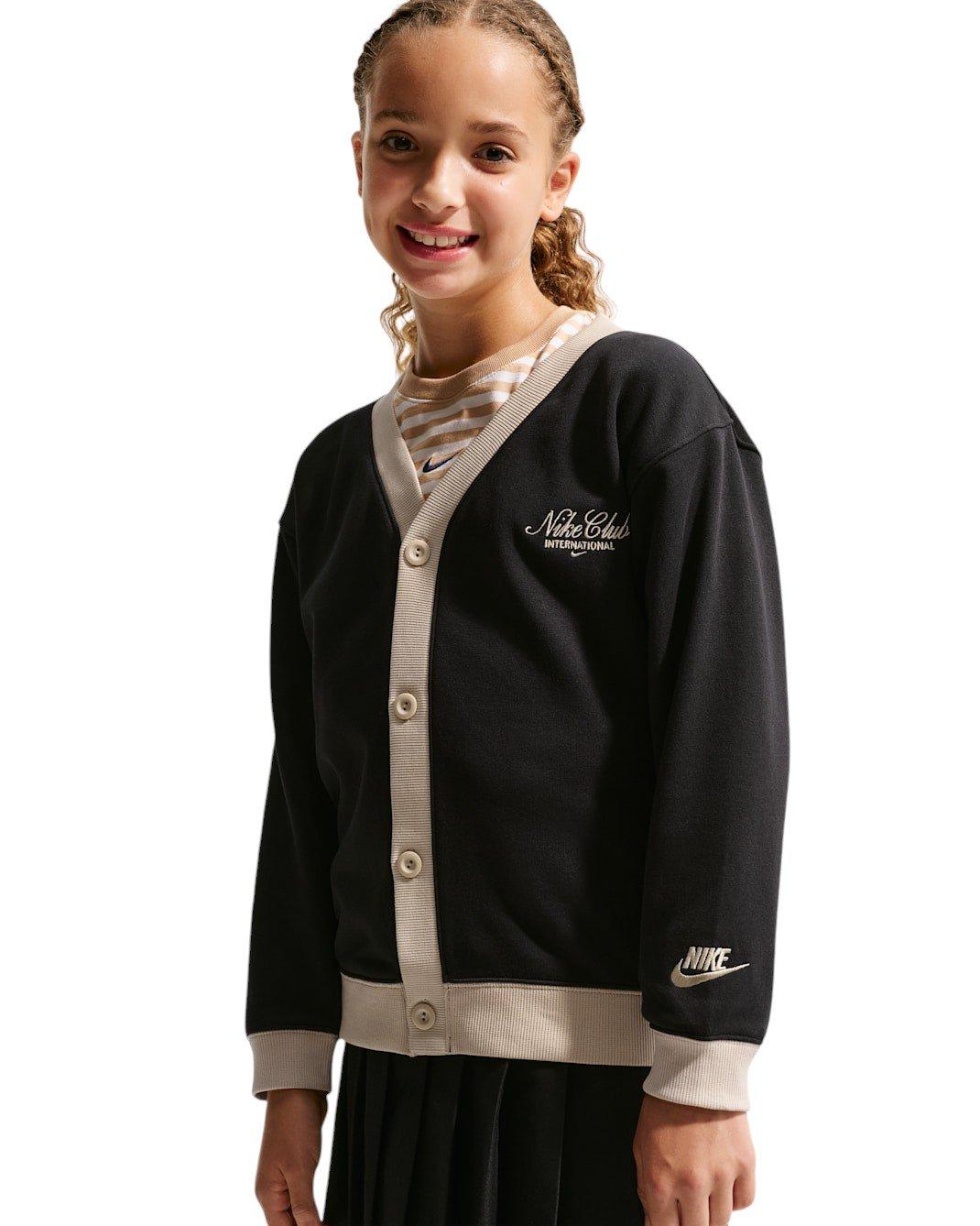 Nike Big Kids' Sportswear Club Cardigan - Black/Sanddrift - BLACK/SANDDRIFT
