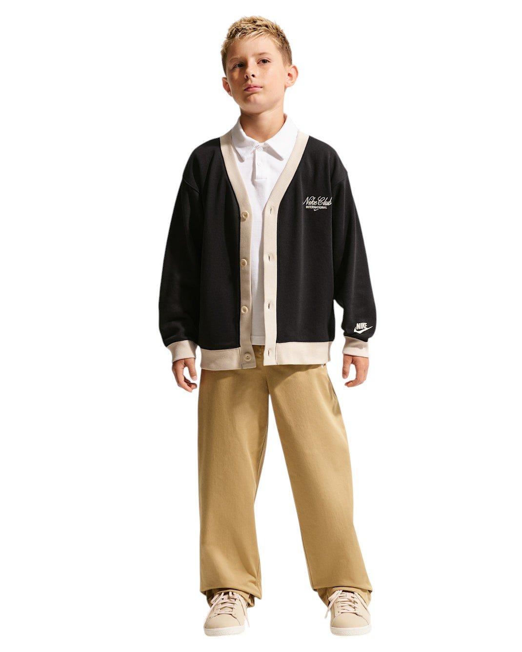 Nike Big Kids' Sportswear Club Cardigan - Black/Sanddrift - BLACK/SANDDRIFT