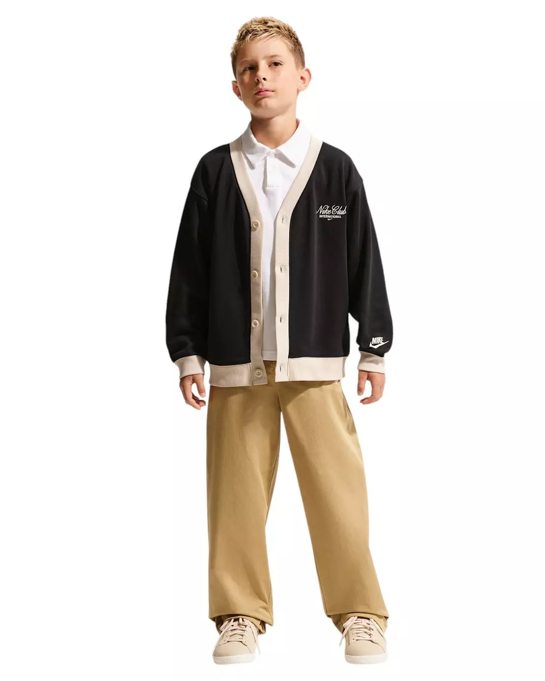 Nike Big Kids' Sportswear Club Cardigan - Black/Sanddrift - BLACK/SANDDRIFT