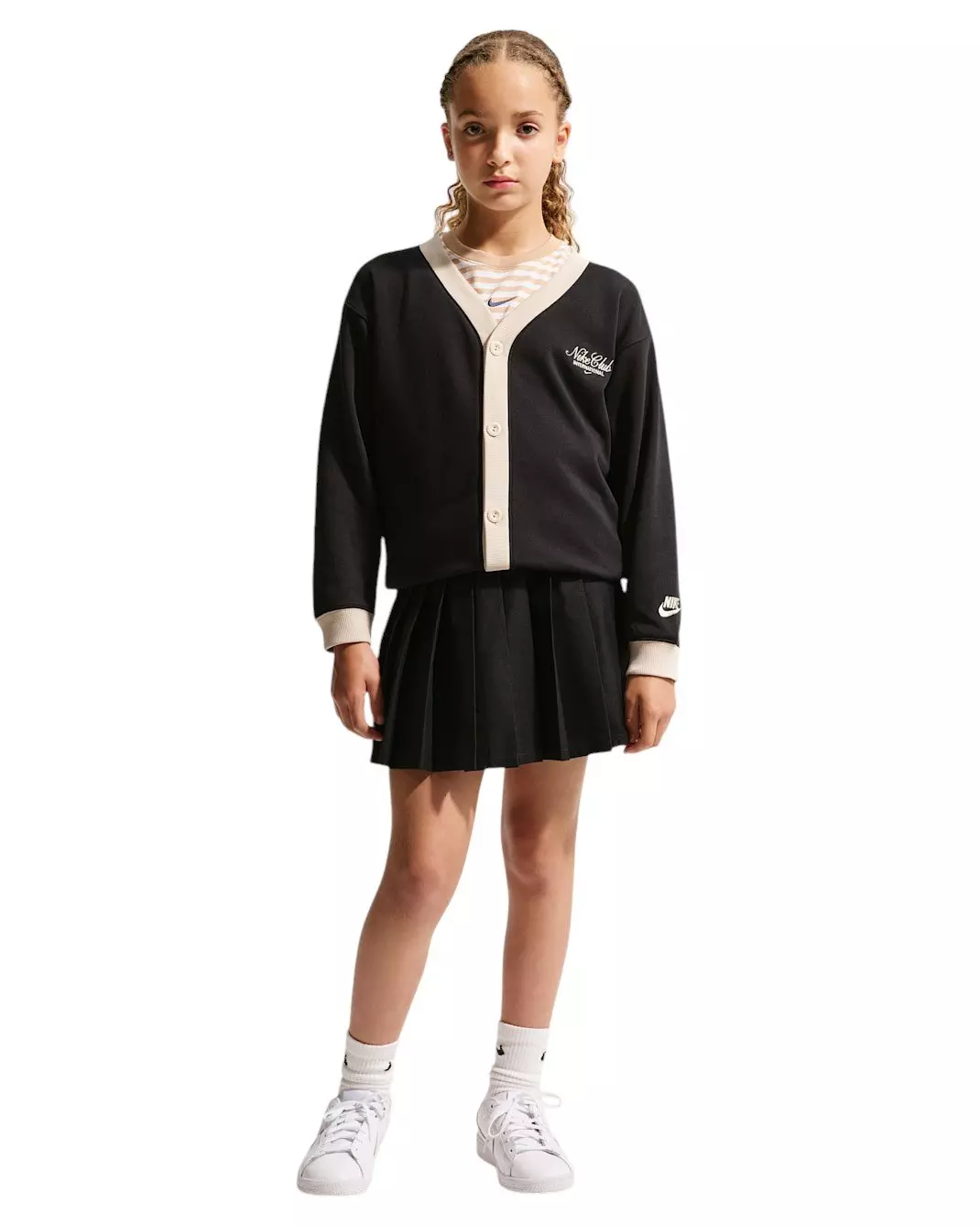 Nike Big Kids' Sportswear Club Cardigan - Black/Sanddrift - BLACK/SANDDRIFT