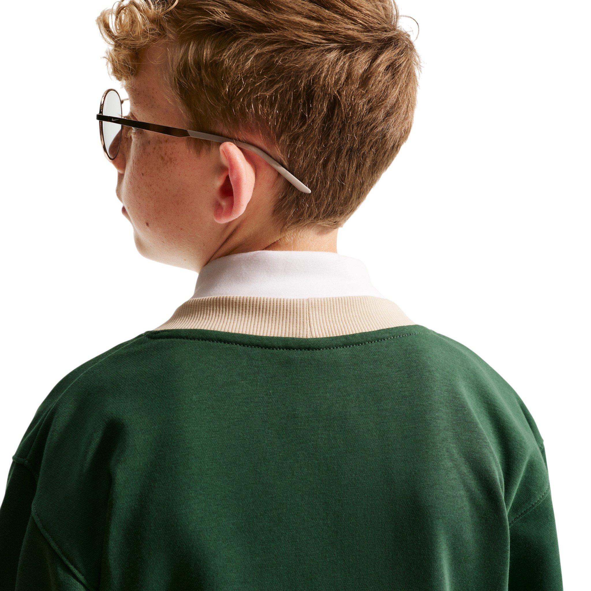 Nike Big Kid's Sportswear Club Cardigan - Green/Beige - GREEN/BEIGE