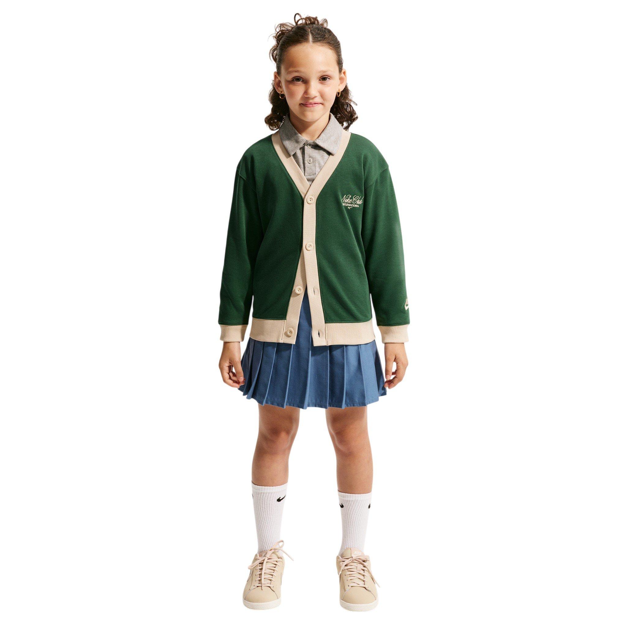 Nike Big Kid's Sportswear Club Cardigan - Green/Beige - GREEN/BEIGE