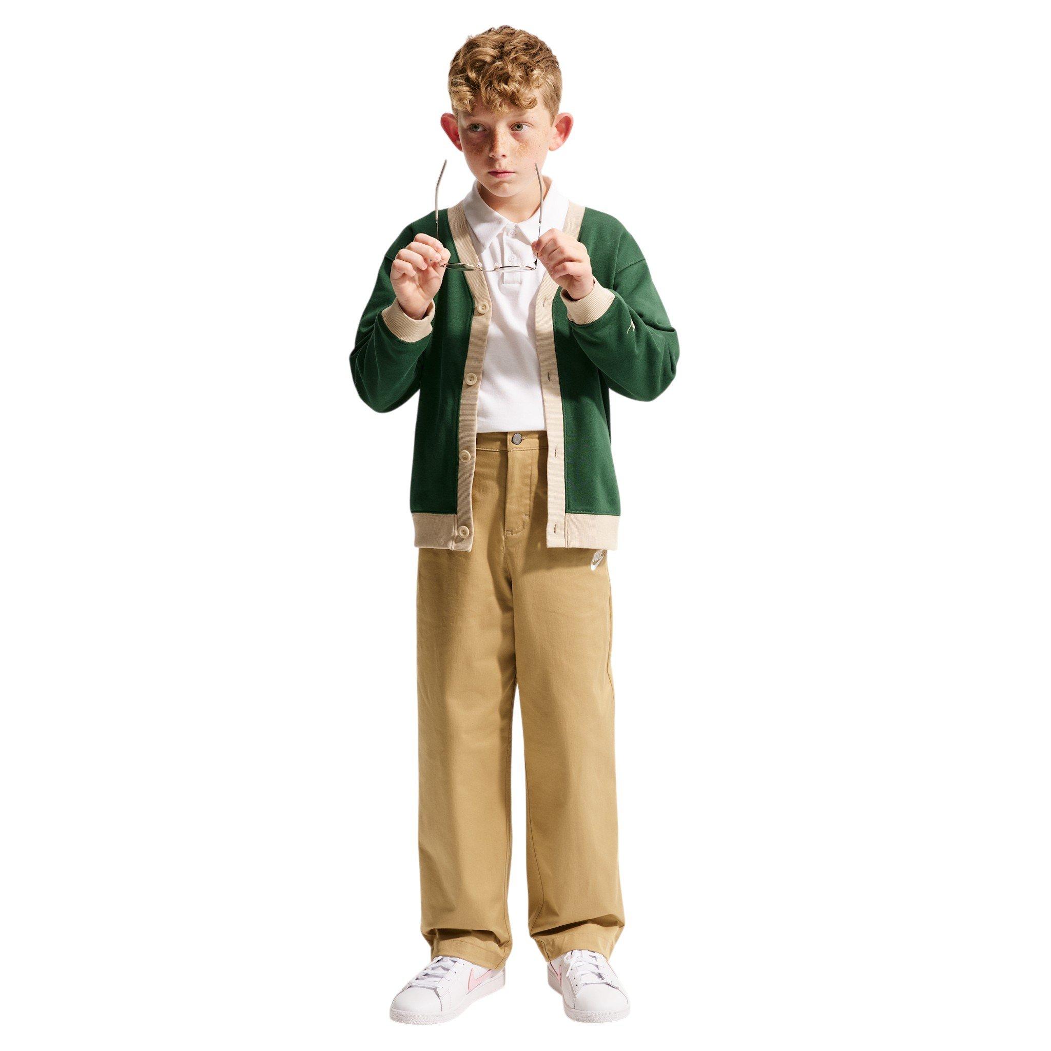 Nike Big Kid's Sportswear Club Cardigan - Green/Beige - GREEN/BEIGE
