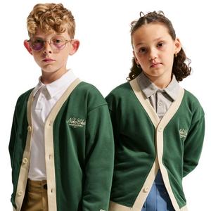 Nike Big Kid's Sportswear Club Cardigan - Green/Beige - GREEN/BEIGE