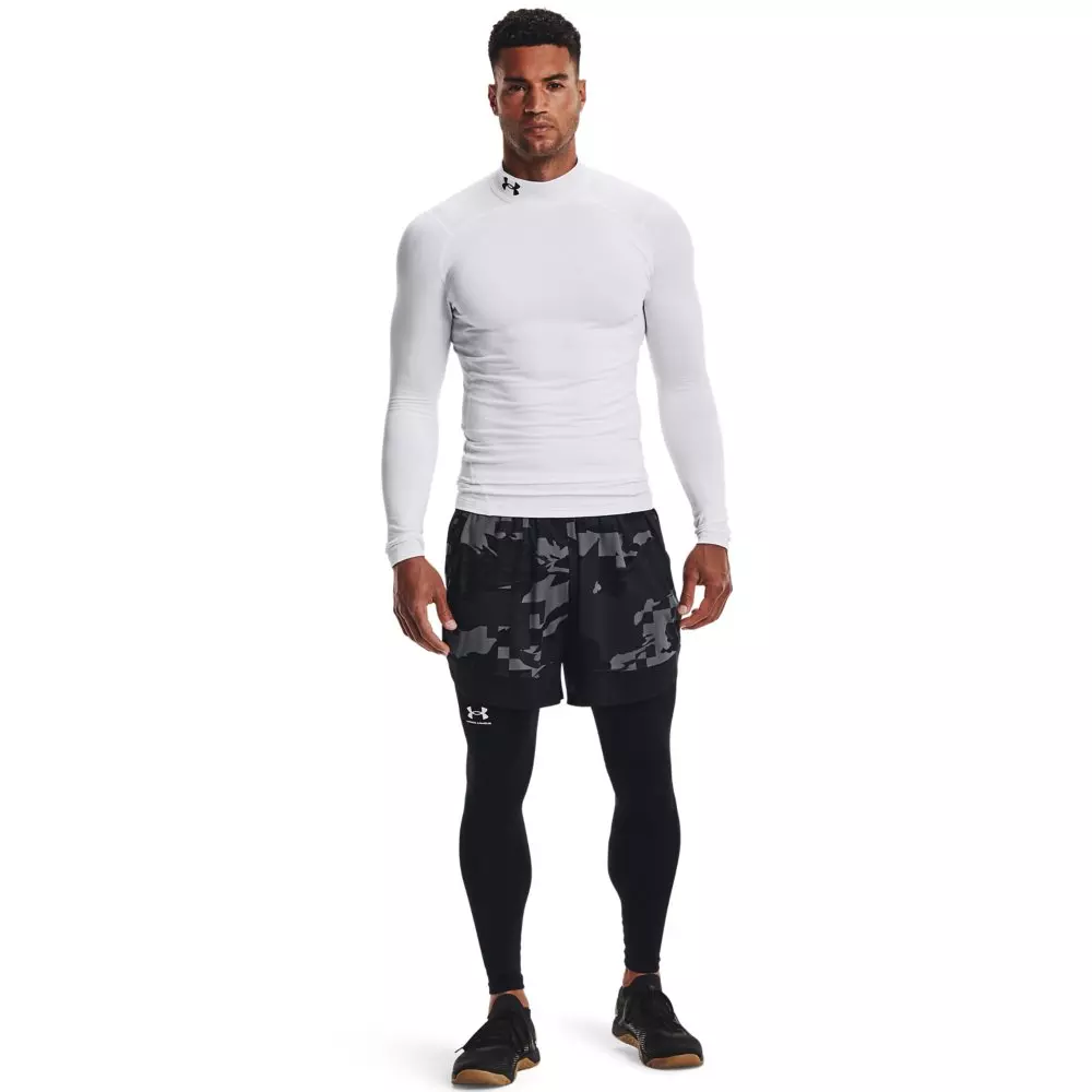 Under Armour Men's ColdGear Compression Mock Shirt - WHITE/BLACK