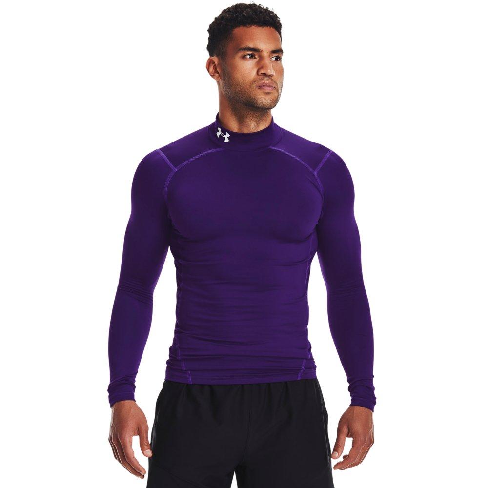 Under Armour Men's ColdGear Compression Mock Shirt - PURPLE/WHITE Thumbnail View 1