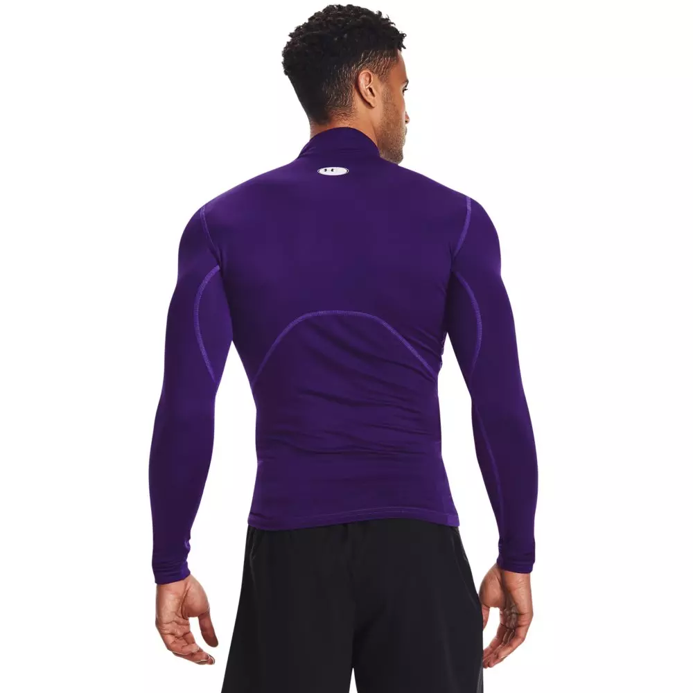 Under Armour Men's ColdGear Compression Mock Shirt - PURPLE/WHITE