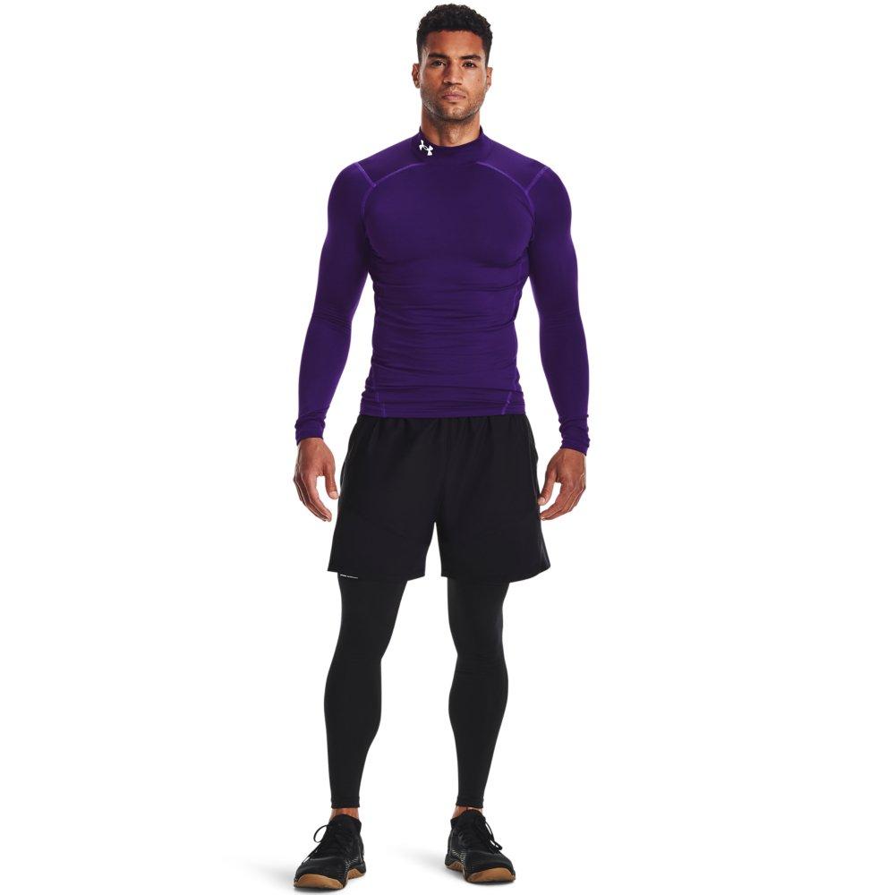 Under Armour Men's ColdGear Compression Mock Shirt - PURPLE/WHITE Thumbnail View 3