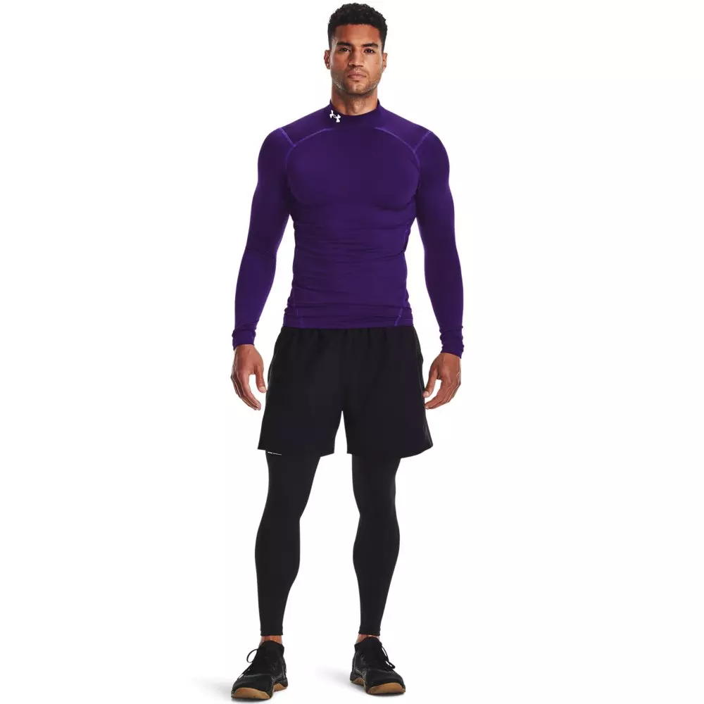 Under Armour Men's ColdGear Compression Mock Shirt - PURPLE/WHITE