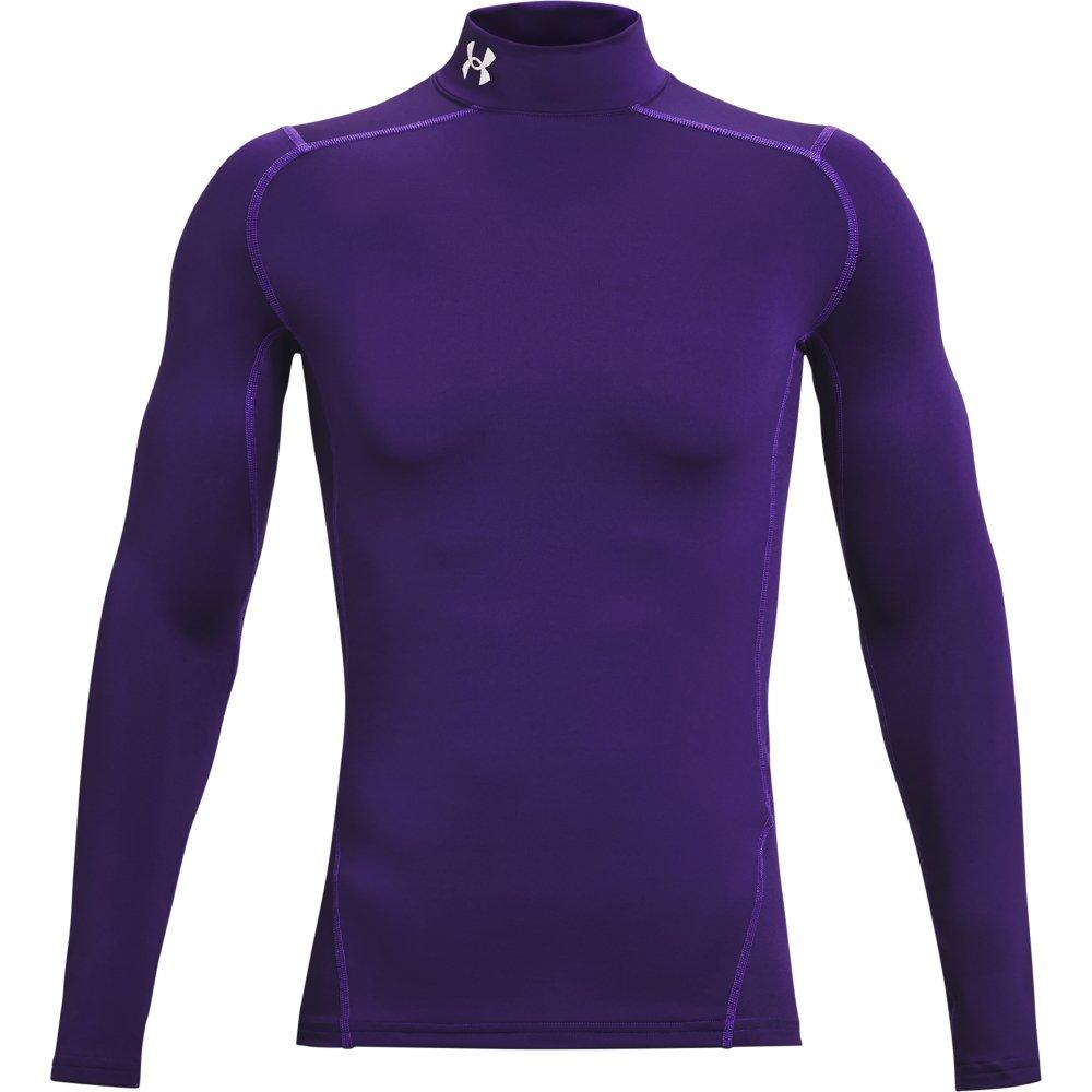 Under Armour Men's ColdGear Compression Mock Shirt - PURPLE/WHITE Thumbnail View 4
