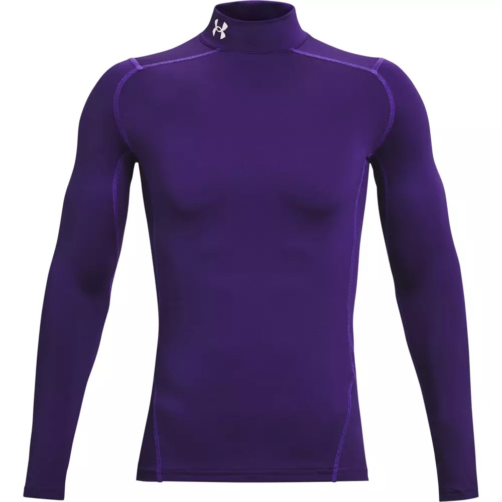 Under Armour Men's ColdGear Compression Mock Shirt - PURPLE/WHITE