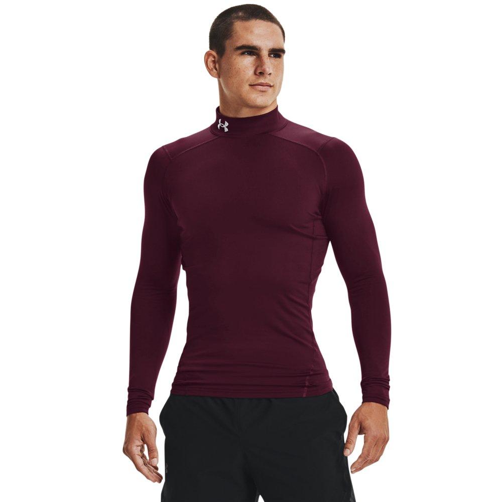 Under Armour Men's ColdGear Compression Mock Shirt - MAROON/WHITE Thumbnail View 1