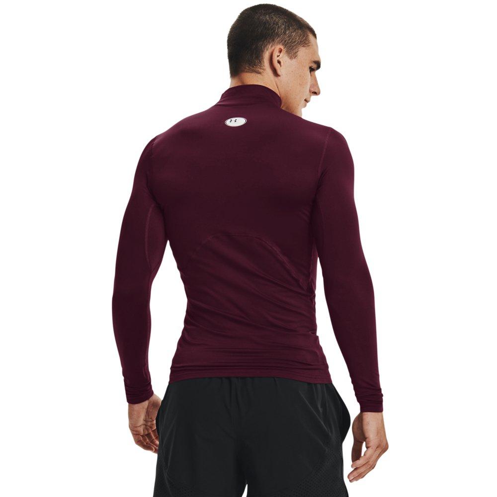 Under Armour Men's ColdGear Compression Mock Shirt - MAROON/WHITE Thumbnail View 2