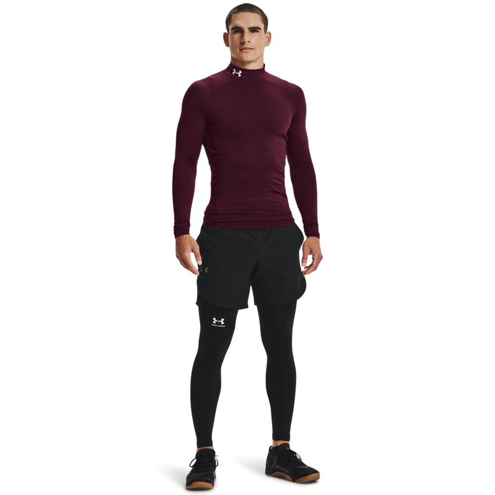 Under Armour Men's ColdGear Compression Mock Shirt - MAROON/WHITE Thumbnail View 3