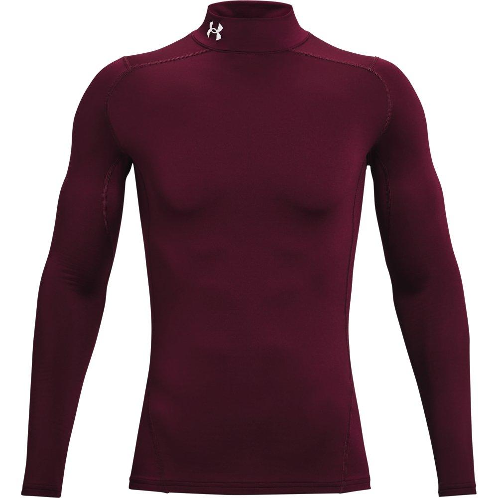 Under Armour Men's ColdGear Compression Mock Shirt - MAROON/WHITE Thumbnail View 4