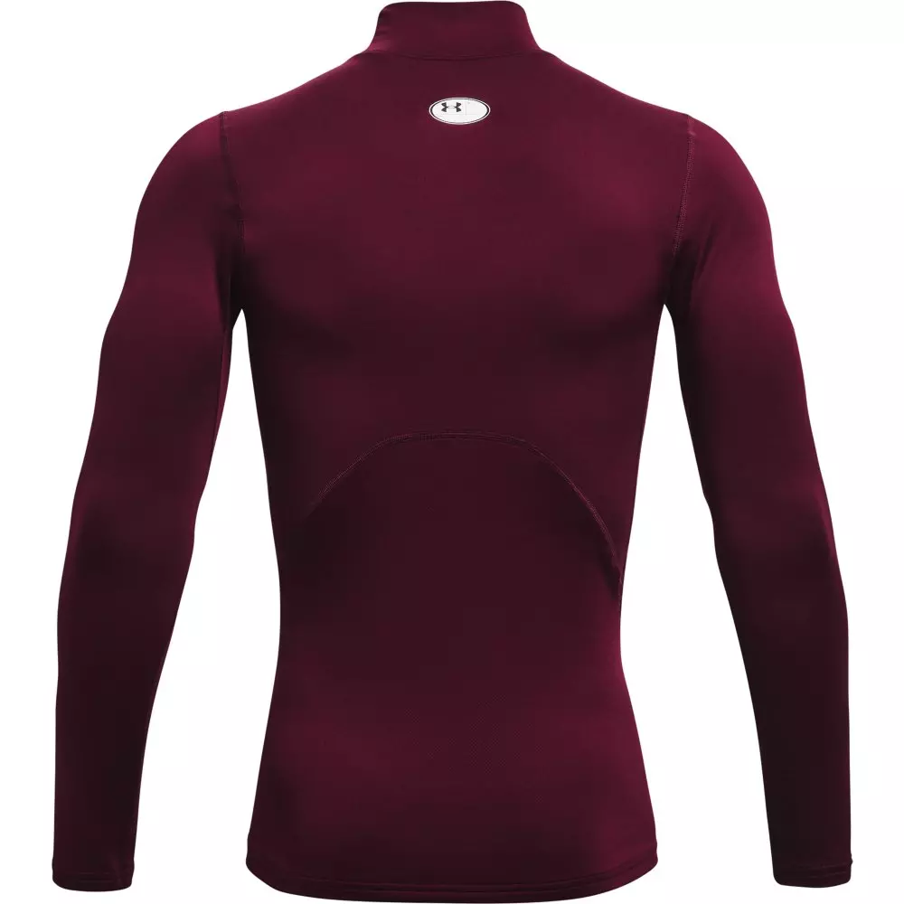 Under Armour Men's ColdGear Compression Mock Shirt - MAROON/WHITE