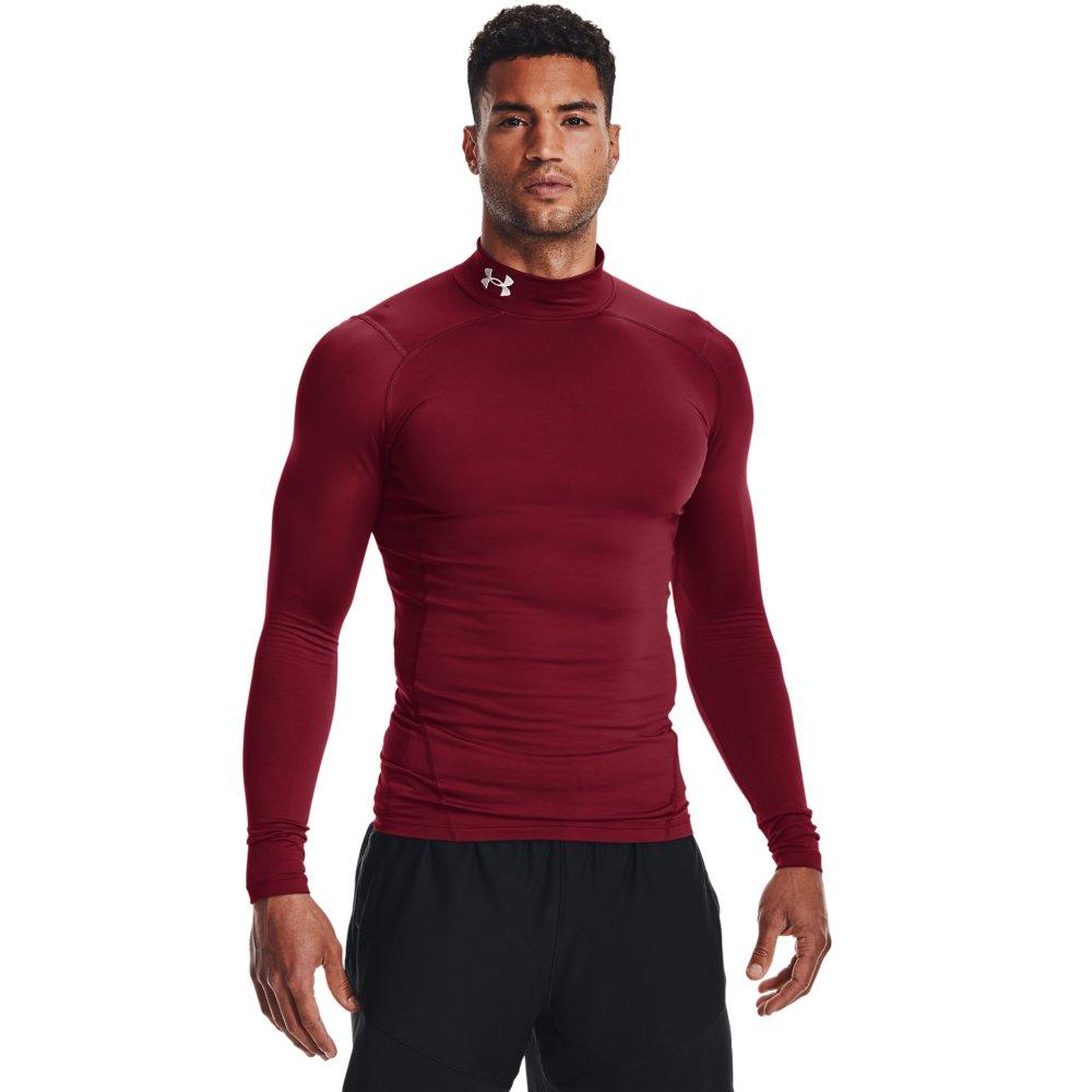Under Armour Men's ColdGear Compression Mock Shirt - RED/WHITE Thumbnail View 1