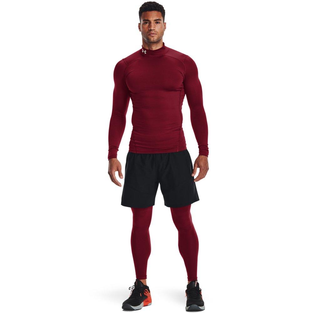 Under Armour Men's ColdGear Compression Mock Shirt - RED/WHITE Thumbnail View 3