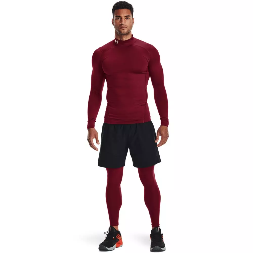 Under Armour Men's ColdGear Compression Mock Shirt - RED/WHITE
