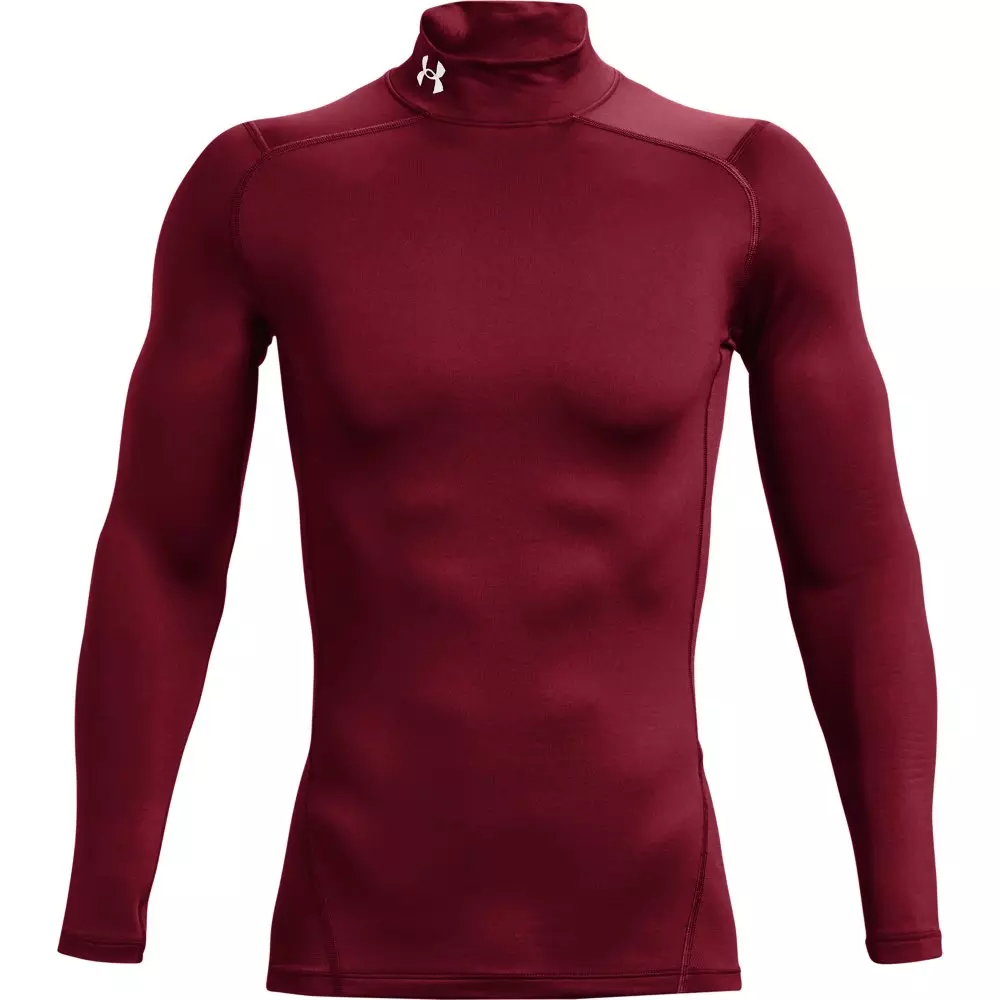 Under Armour Men's ColdGear Compression Mock Shirt - RED/WHITE
