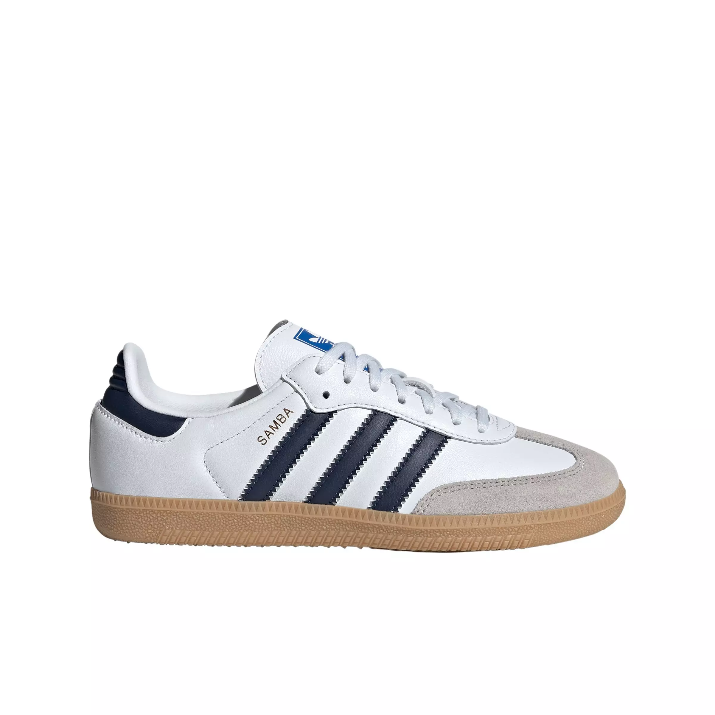 adidas Originals Samba OG "Ftwr White/Night Indigo/Gum 3" Grade School Boys' Shoe - WHITE/INDIGO/GUM