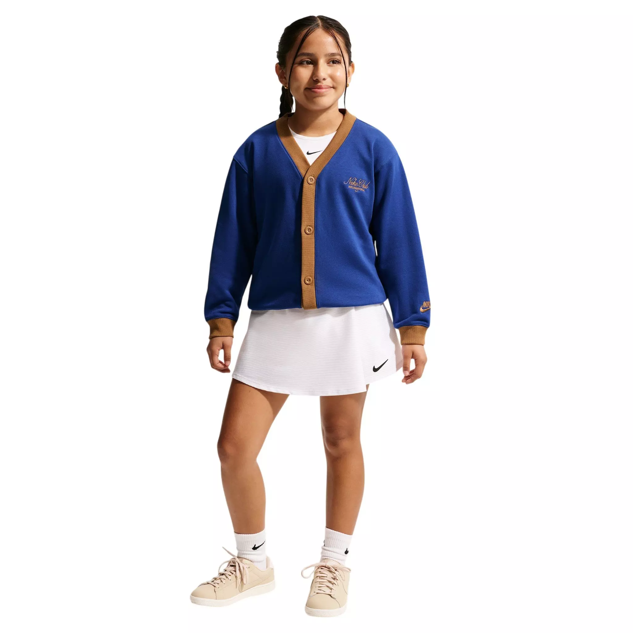 Nike Big Kid's Sportswear Club Cardigan - Royal Blue/Brown - ROYAL BLUE/BROWN