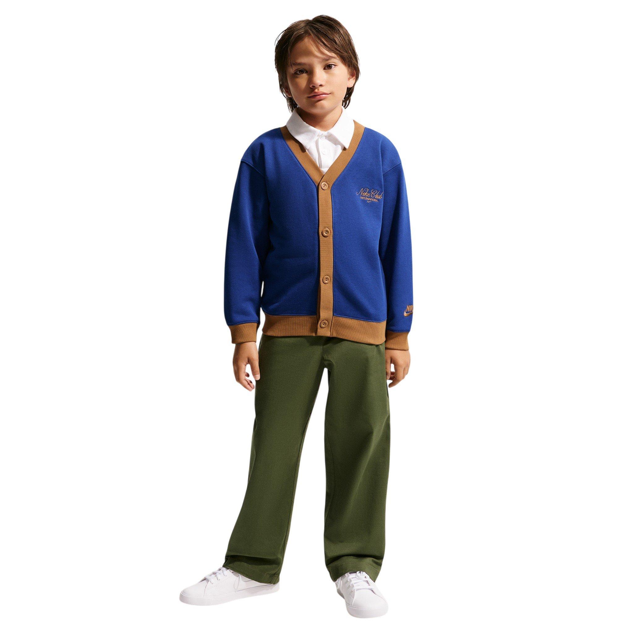 Nike Big Kid's Sportswear Club Cardigan - Royal Blue/Brown - ROYAL BLUE/BROWN