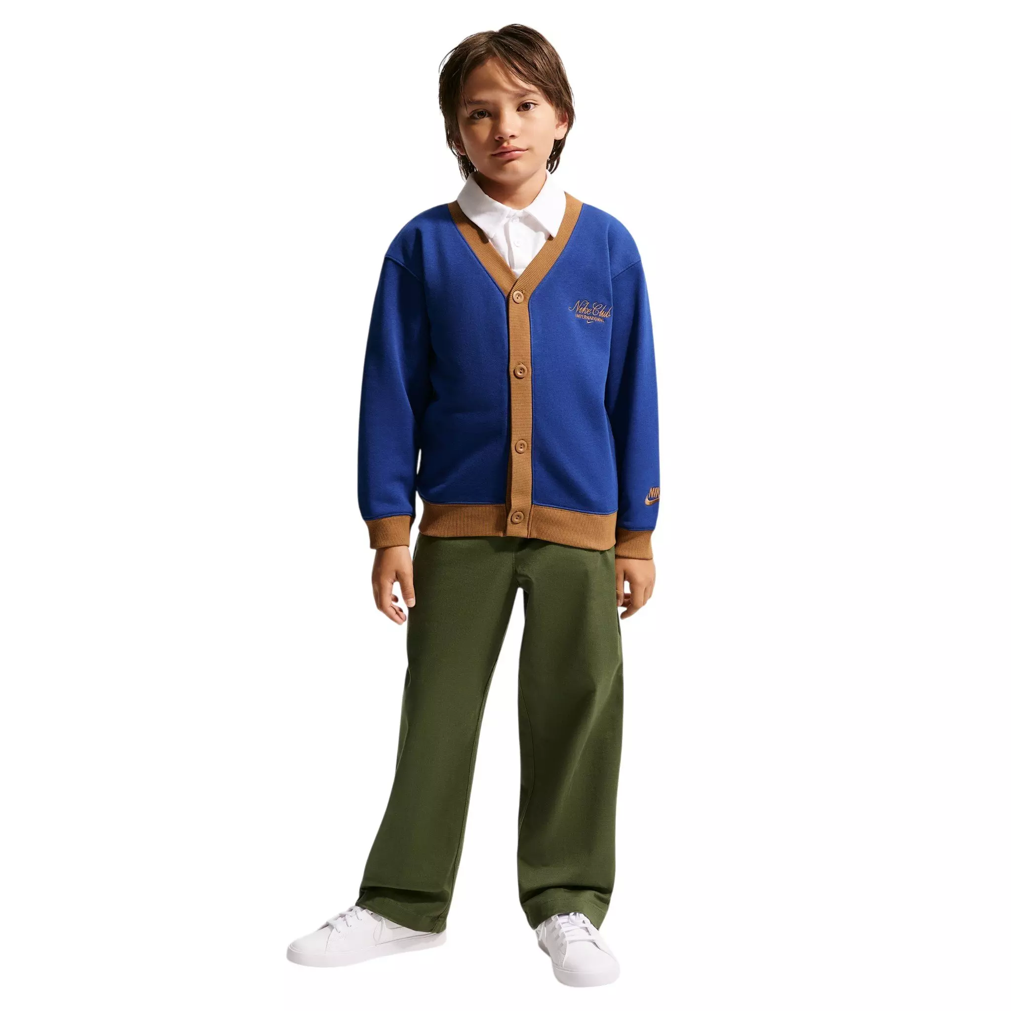 Nike Big Kid's Sportswear Club Cardigan - Royal Blue/Brown - ROYAL BLUE/BROWN