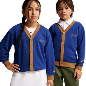 Nike Big Kid's Sportswear Club Cardigan - Royal Blue/Brown - ROYAL BLUE/BROWN