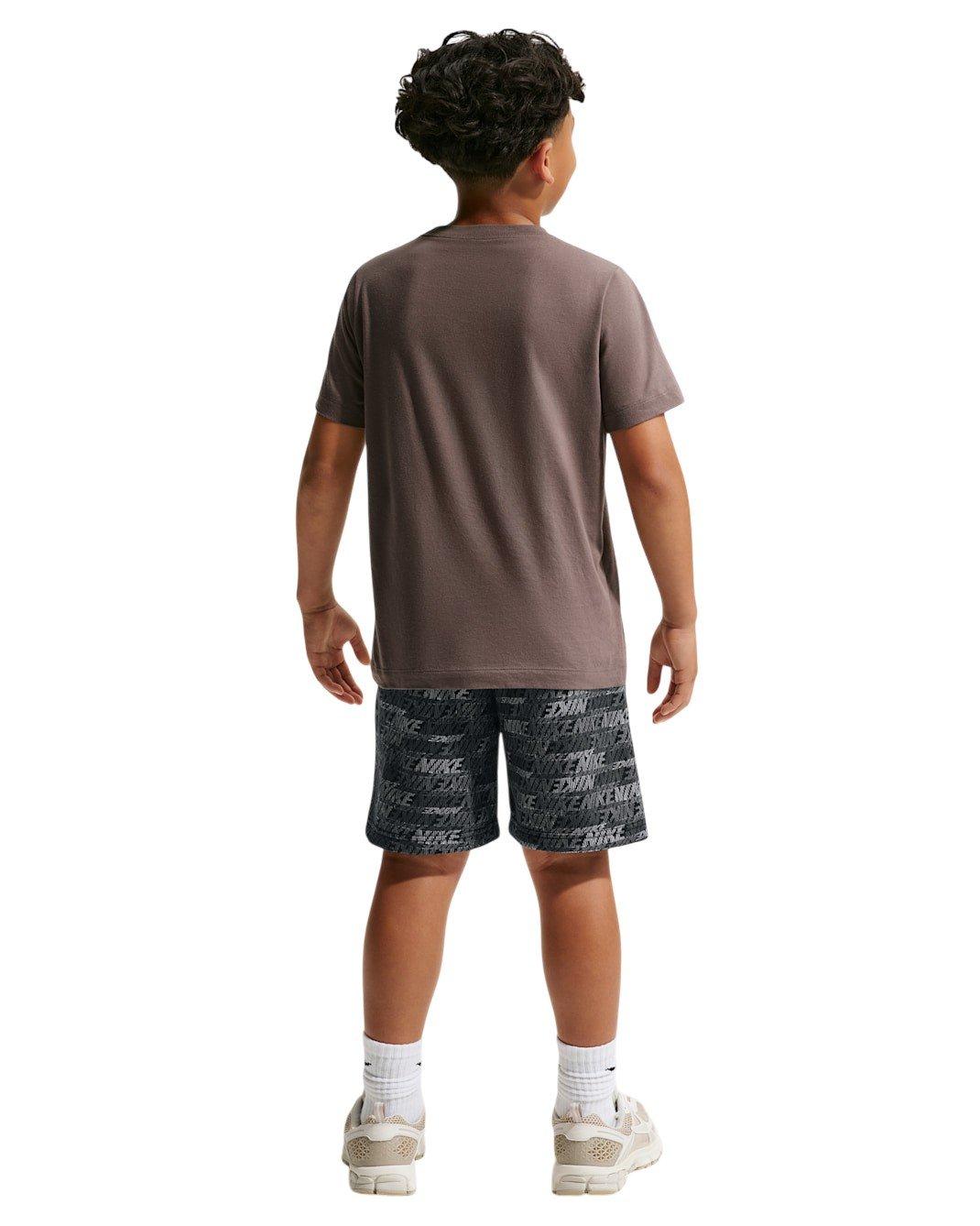 Nike Big Kids' Sportswear Club Fleece French Terry All Over Print Shorts - Black - BLACK Thumbnail View 2