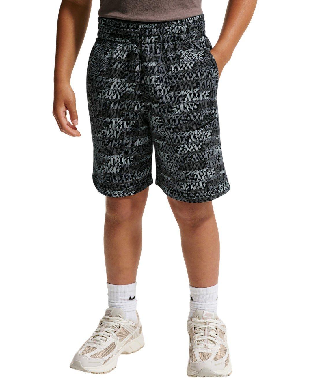 Nike Big Kids' Sportswear Club Fleece French Terry All Over Print Shorts - Black - BLACK Thumbnail View 3