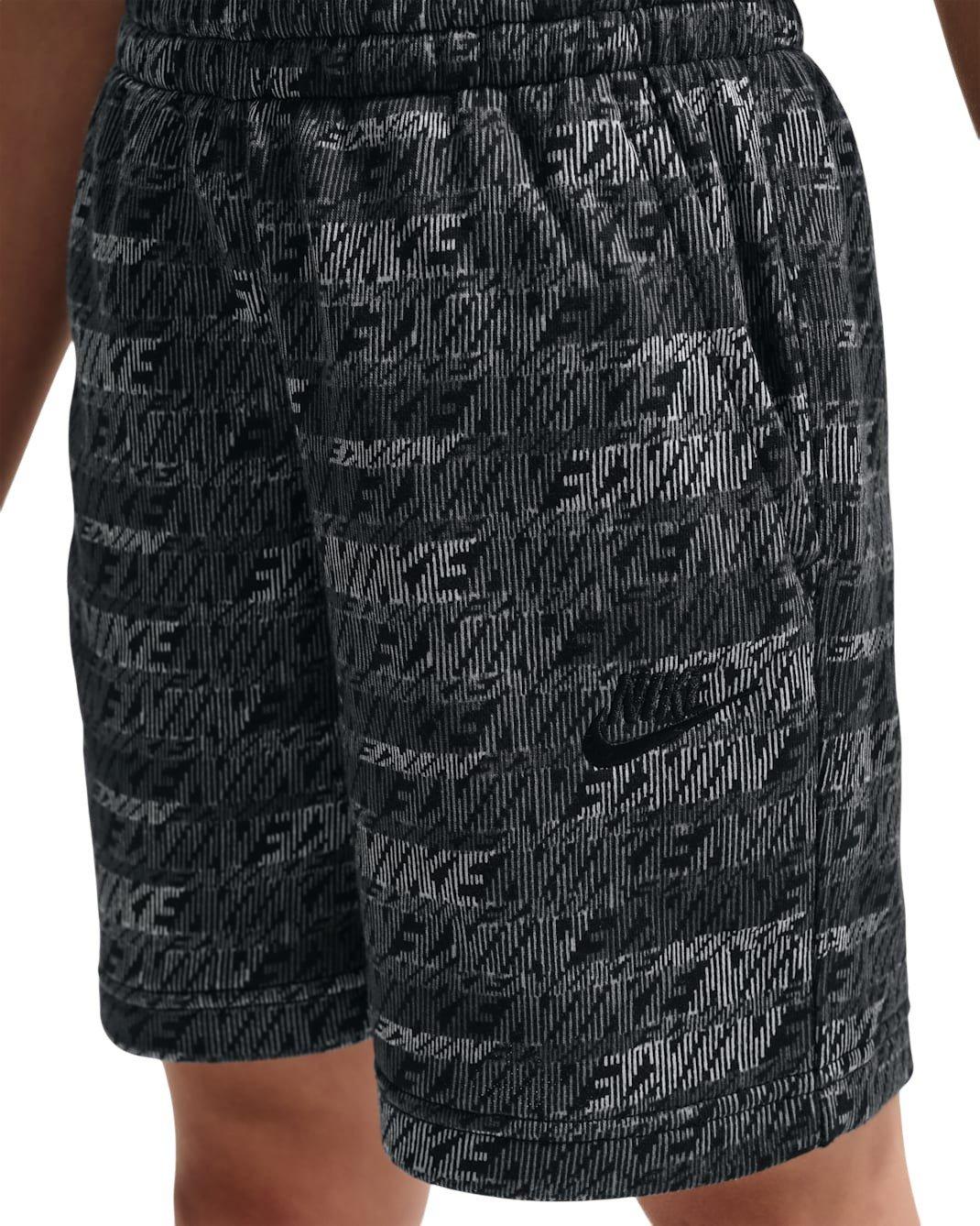 Nike Big Kids' Sportswear Club Fleece French Terry All Over Print Shorts - Black - BLACK Thumbnail View 5