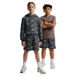 Nike Big Kids' Sportswear Club Fleece French Terry All Over Print Shorts - Black