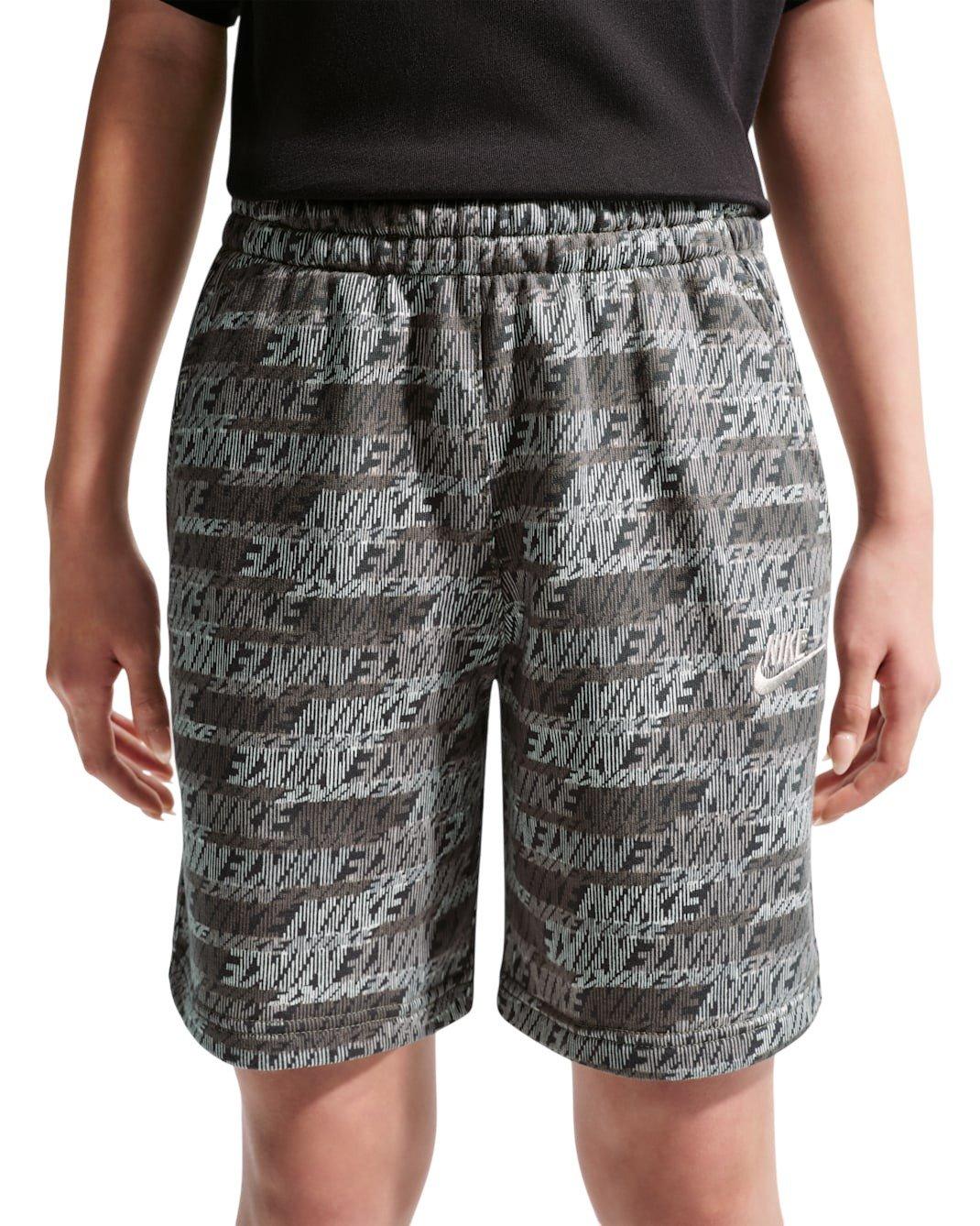 Nike Big Kids' Sportswear Club Fleece French Terry All Over Print Shorts - Grey - GREY Thumbnail View 4