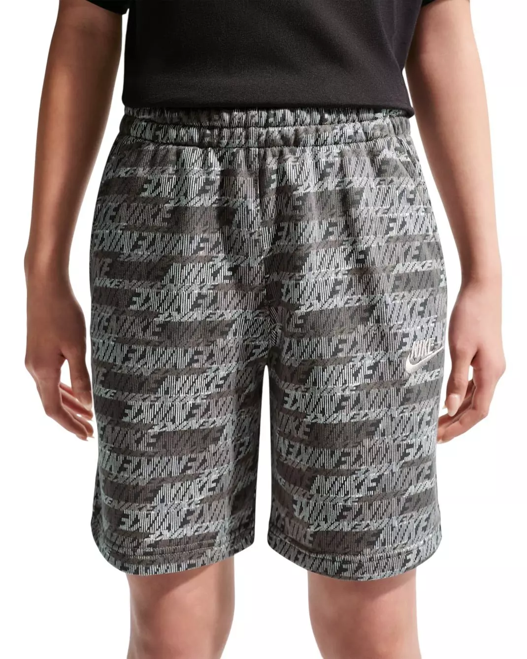 Nike Big Kids' Sportswear Club Fleece French Terry All Over Print Shorts - Grey - GREY