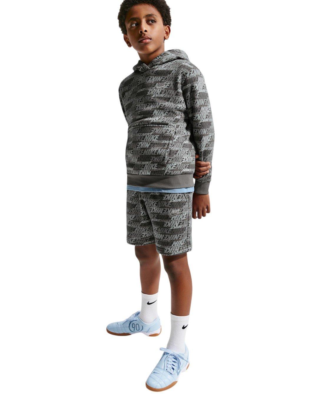 Nike Big Kids' Sportswear Club Fleece French Terry All Over Print Shorts - Grey - GREY Thumbnail View 5