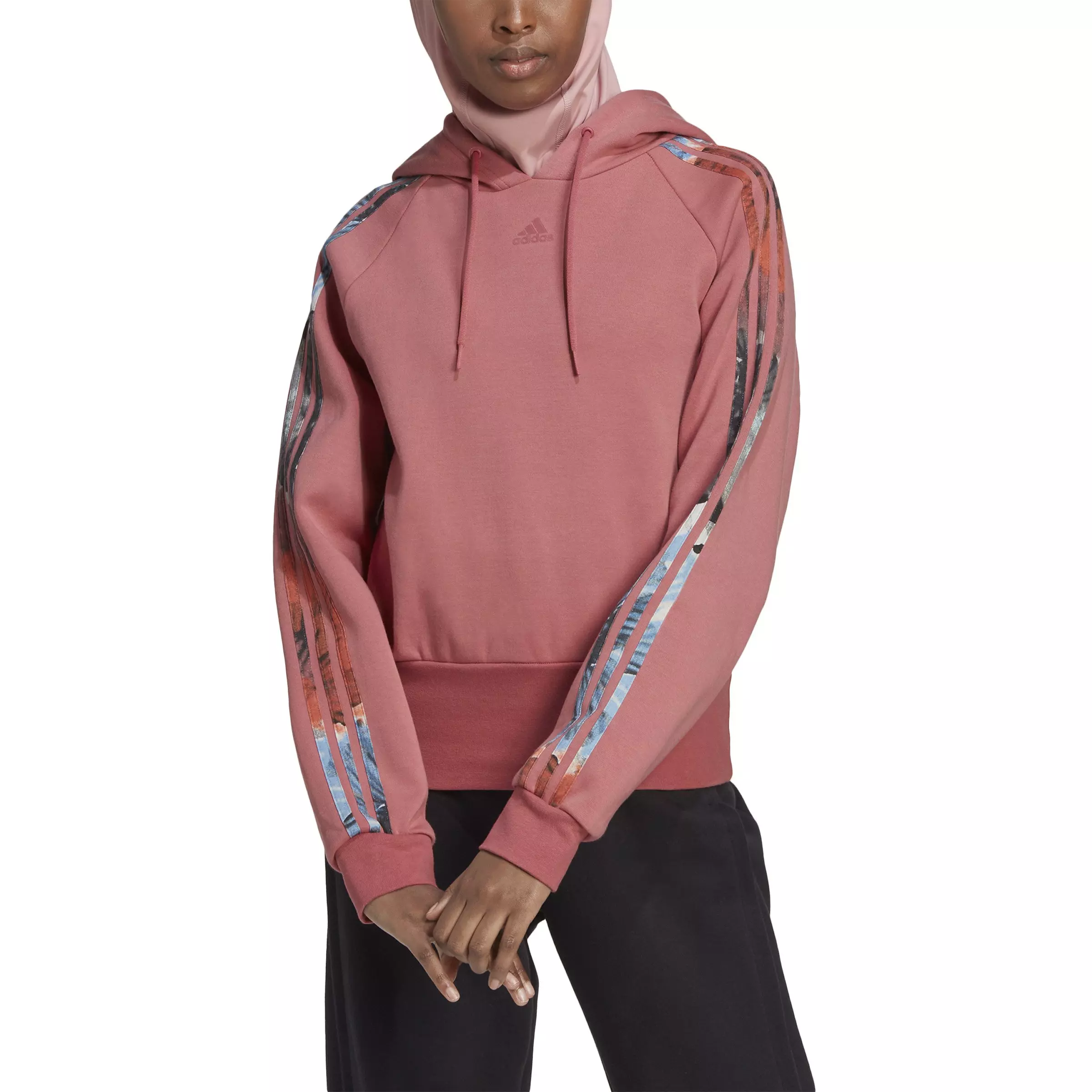 adidas Women's Allover Print Hoodie - Mauve - RED