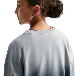 Nike Big Girls' Studio Fleece Lightweight Oversized Graphic Crew - Lt Smoke Grey/Black - LT SMOKE GREY/BLACK