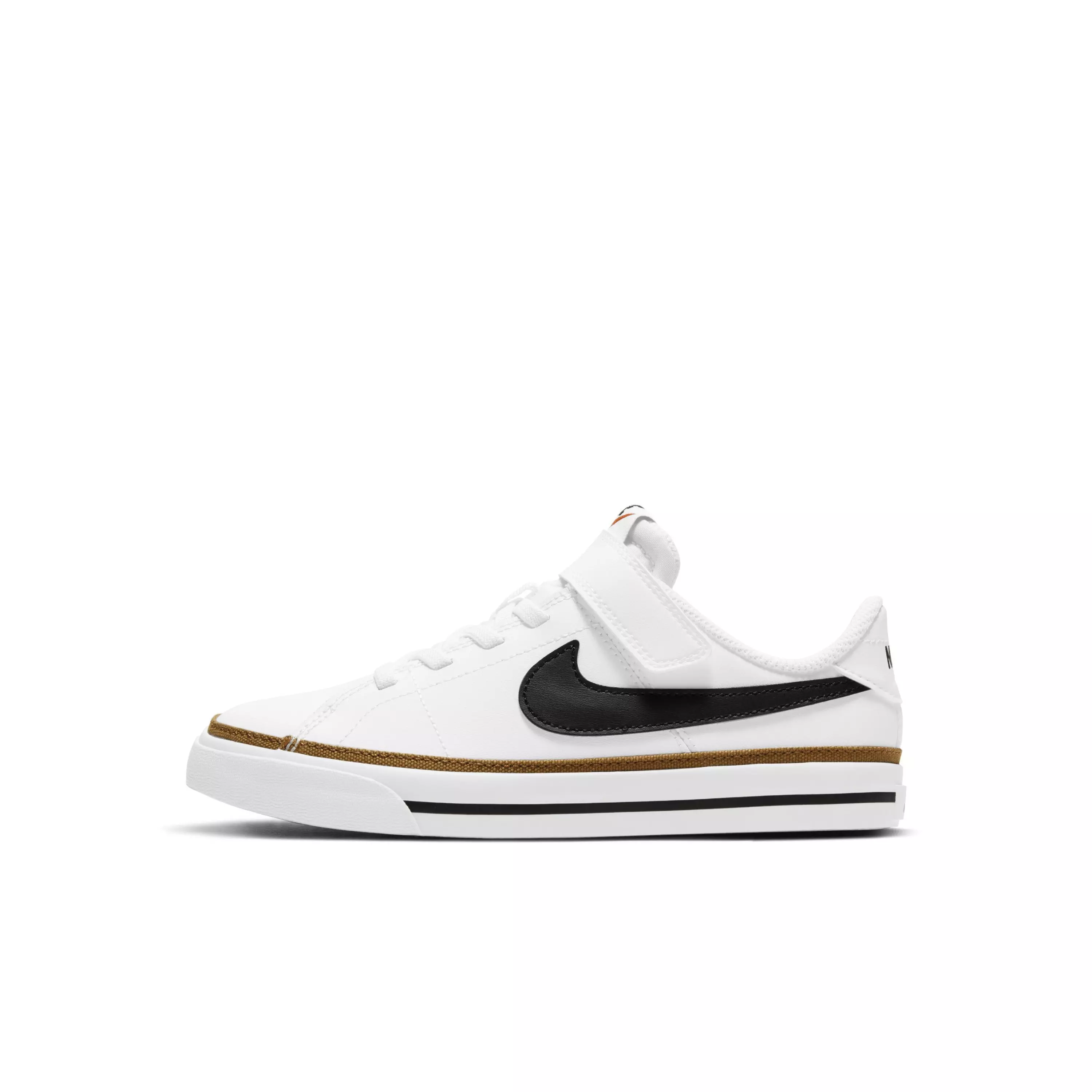 Nike Court Legacy "White/Desert Ochre/Gum Light Brown/Black" Preschool Girls' Shoe - WHITE/DESERT/LT BROWN/BLACK