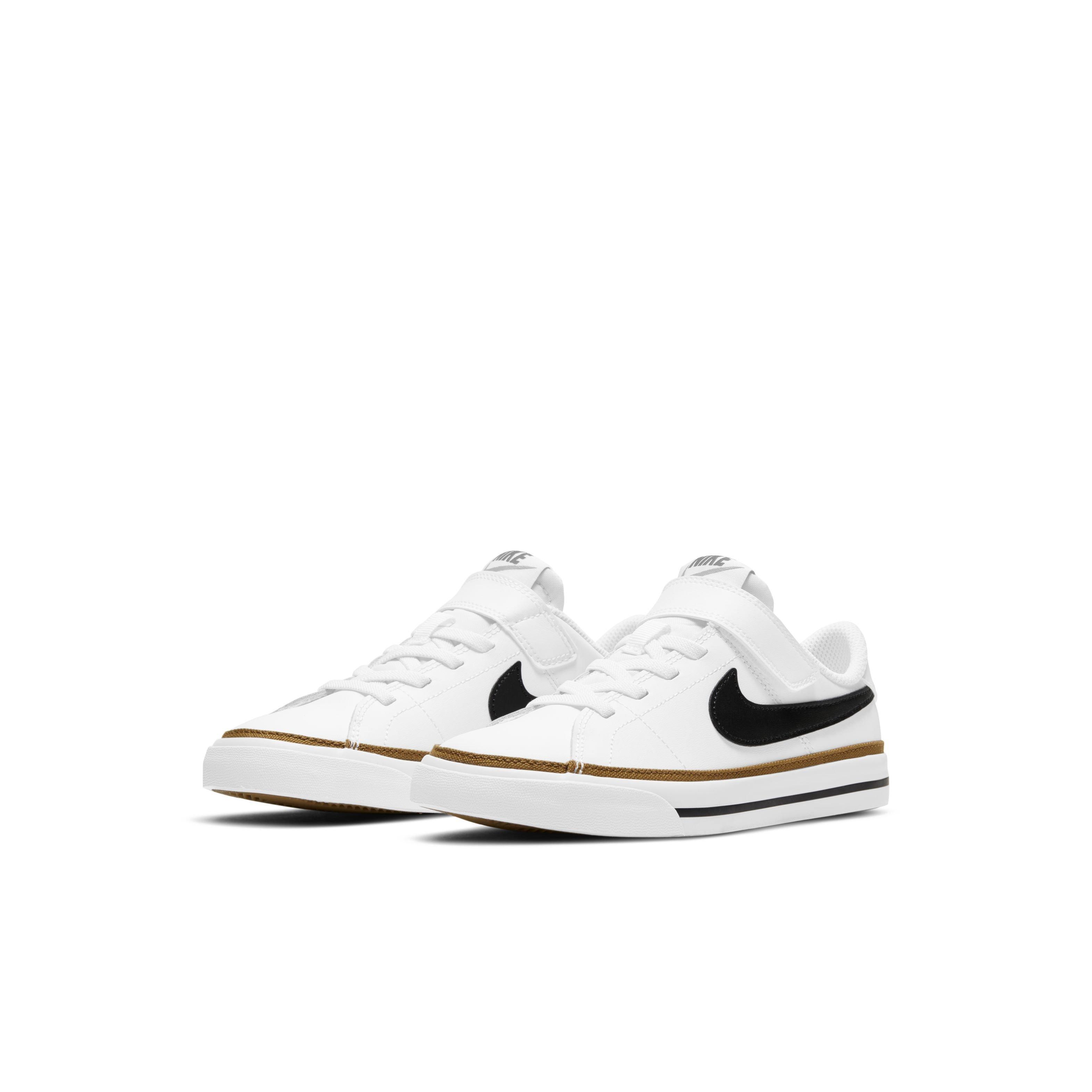 Nike Court Legacy Preschool Girls' "White/Desert Ochre/Gum Light Brown/Black" Shoe