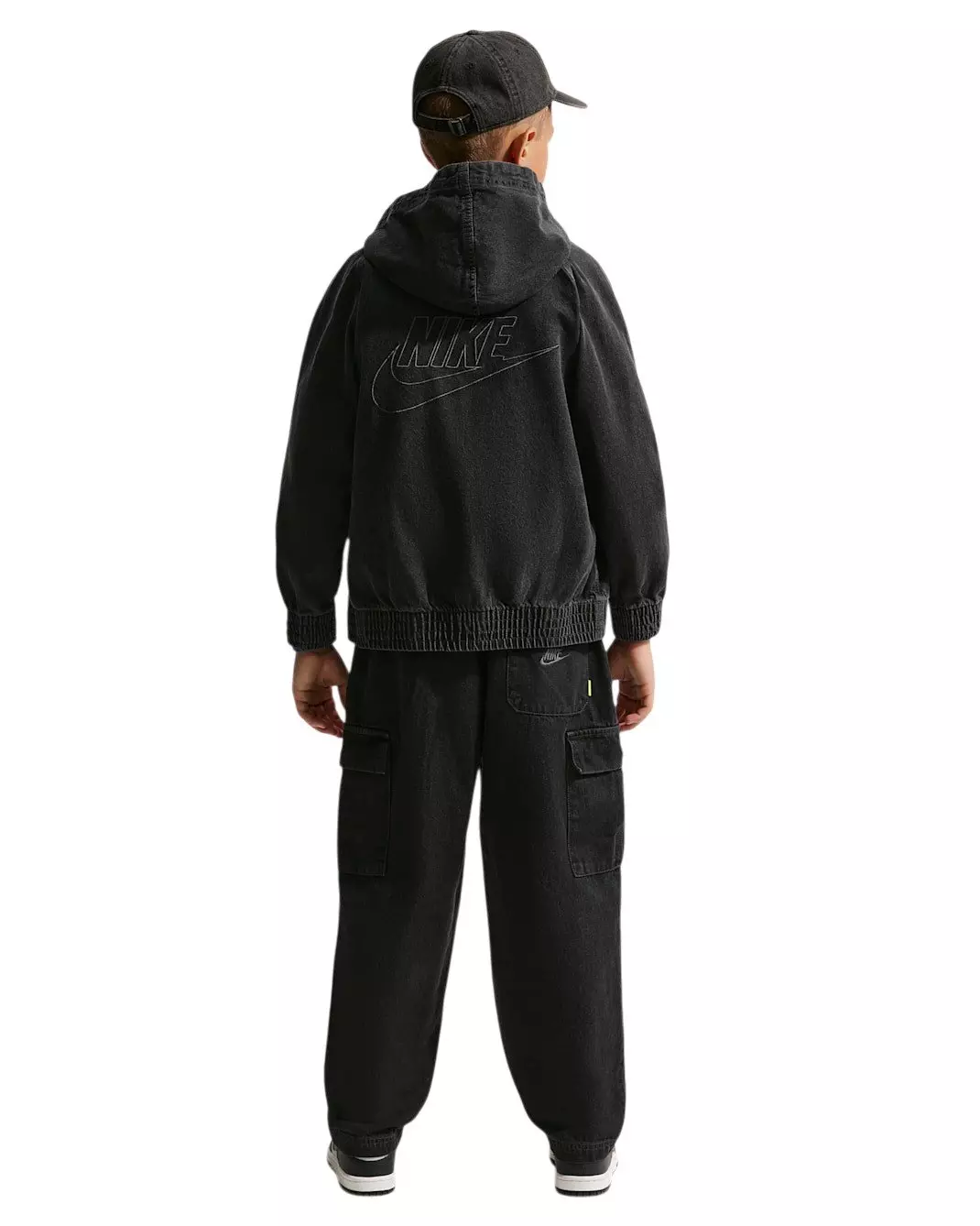 Nike Big Kids' Sportswear Collection Black Wash Denim Cargo Pants - BLACK