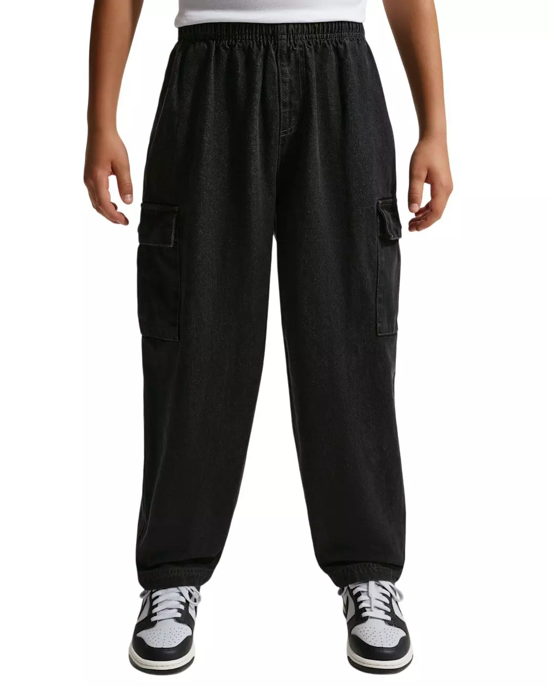 Nike Big Kids' Sportswear Collection Black Wash Denim Cargo Pants - BLACK