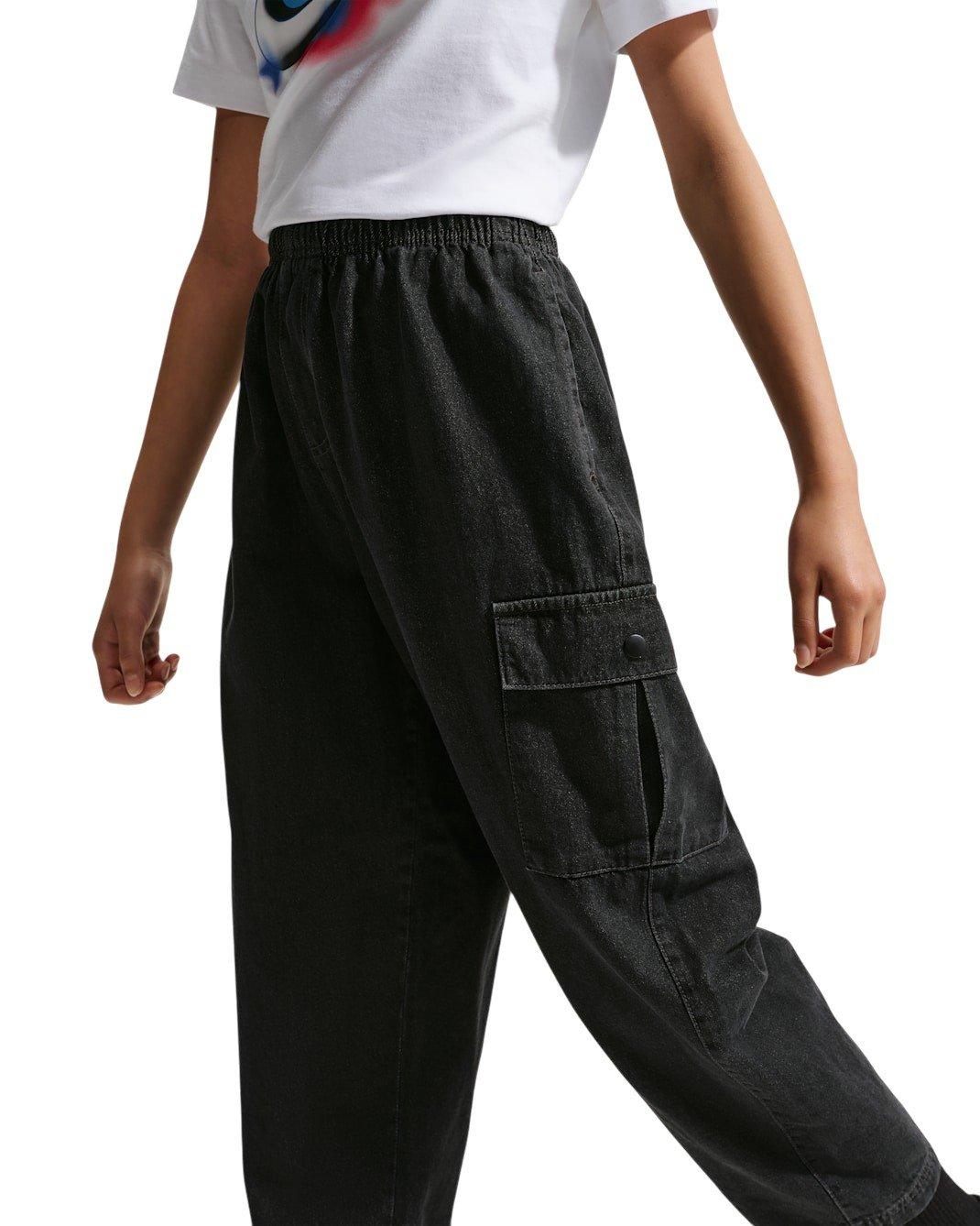 Nike Big Kids' Sportswear Collection Black Wash Denim Cargo Pants - BLACK Thumbnail View 4