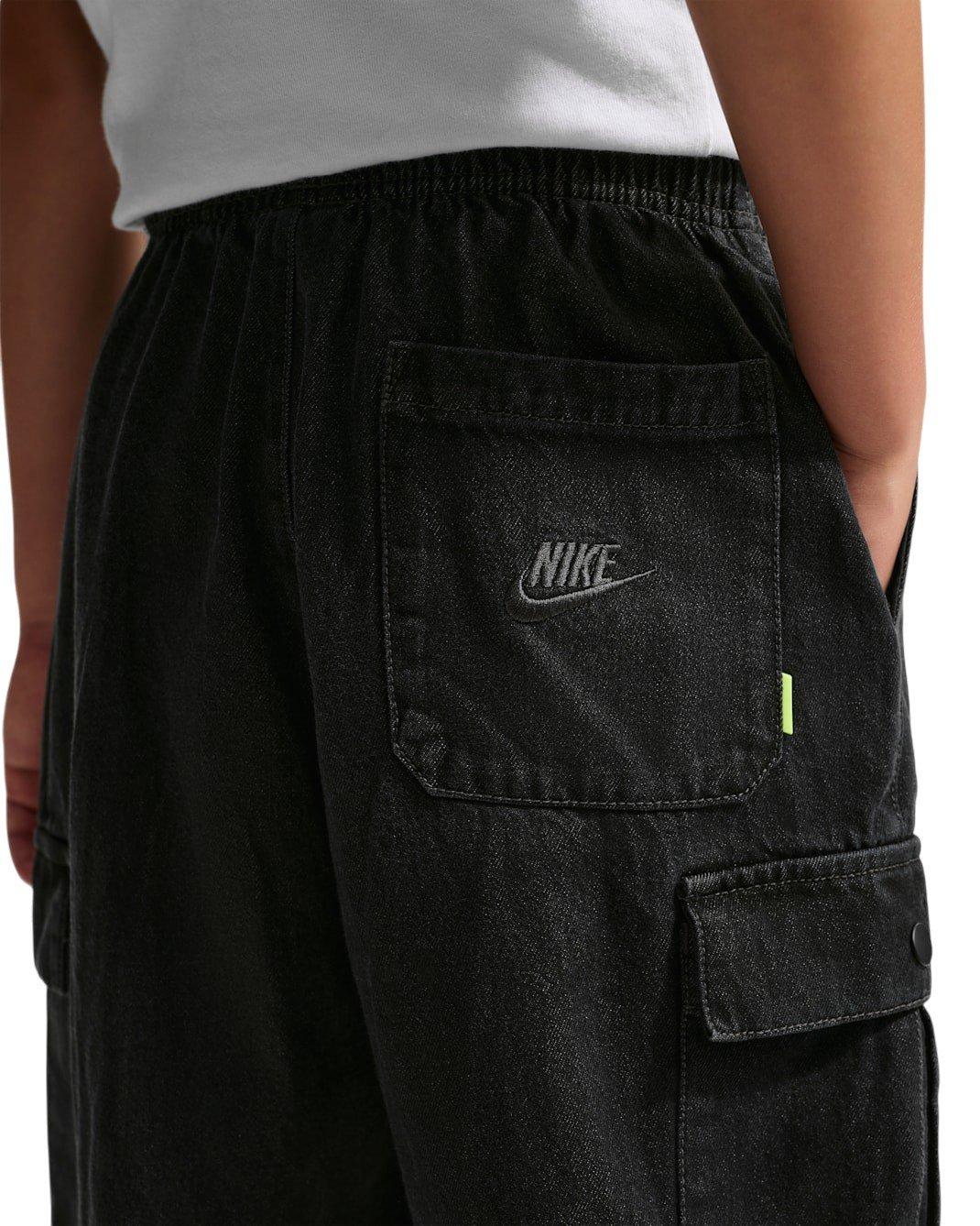 Nike Big Kids' Sportswear Collection Black Wash Denim Cargo Pants - BLACK Thumbnail View 5
