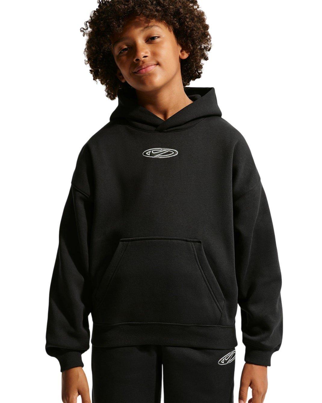 Nike Big Kids' Sportswear Club Fleece Oversized Hoodie - Black - BLACK Thumbnail View 3